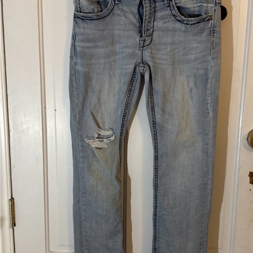 BKE Buckle women’s Jake Jeans 32L Straight Leg Distressed Western Casual